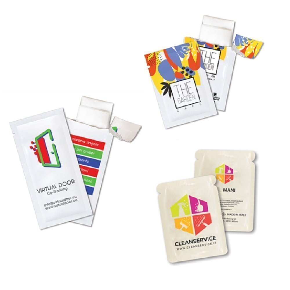 Salvietta igienizzante monouso personalizzata 